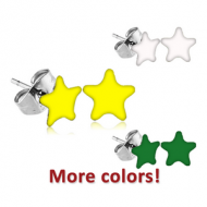 SURGICAL STEEL STAR CUP ENAMEL EAR STUDS PAIR