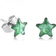 SURGICAL STEEL SYNTHETIC MOTHER OF PEARL MOSAIC STAR CUP EAR STUDS PAIR