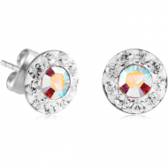 PAIR OF SURGICAL STEEL CRYSTALINE DOT JEWELLED EAR STUDS