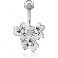 RHODIUM PLATED DOUBLE JEWELLED NAVEL BANANA PIERCING