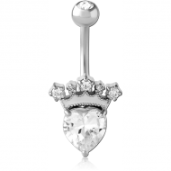 RHODIUM PLATED DOUBLE JEWELLED NAVEL BANANA PIERCING