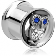 STAINLESS STEEL DOUBLE FLARED INTERNALLY THREADED TUNNEL - OWL PIERCING