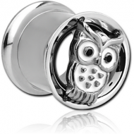 STAINLESS STEEL DOUBLE FLARED INTERNALLY THREADED TUNNEL - OWL PIERCING