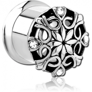 STAINLESS STEEL DOUBLE FLARED INTERNALLY THREADED JEWELLED TUNNEL PIERCING