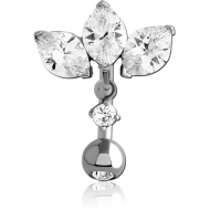 SURGICAL STEEL MARQUISE CZ AND DANGLE BANANA WITH JEWELLED BALL PIERCING
