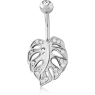 SURGICAL STEEL DOUBLE JEWELLED NAVEL BANANA PIERCING