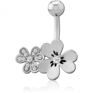 SURGICAL STEEL DOUBLE JEWELLED NAVEL BANANA PIERCING
