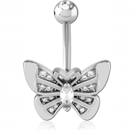 SURGICAL STEEL DOUBLE JEWELLED NAVEL BANANA PIERCING