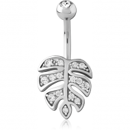 SURGICAL STEEL DOUBLE JEWELLED NAVEL BANANA PIERCING