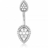 SURGICAL STEEL DOUBLE JEWELLED NAVEL BANANA