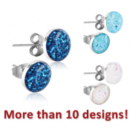 STERLING SILVER 925 GLITTERLINE EAR STUDS PAIR