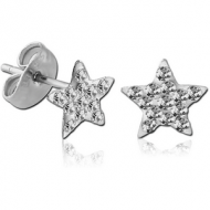 STERLING SILVER 925 JEWELLED STAR EAR STUDS PAIR