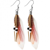 SURGICAL STEEL EARRINGS WITH DANGLING FEATHER