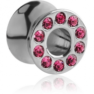 STAINLESS STEEL MULTI JEWELLED DOUBLE FLARED TUNNEL PIERCING