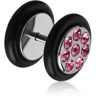 SURGICAL STEEL MULTI JEWELLED FAKE PLUG