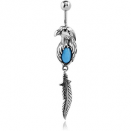 SURGICAL STEEL EAGLE JEWELLED NAVEL BANANA PIERCING