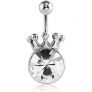 SURGICAL STEEL SWAROVSKI CRYSTAL JEWELLED NAVEL BANANA PIERCING