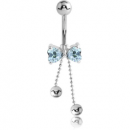 SURGICAL STEEL JEWELLED BOW NAVEL BANANA