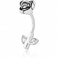SURGICAL STEEL JEWELLED NAVEL BANANA - FLOWER PIERCING