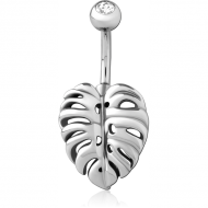 SURGICAL STEEL JEWELLED NAVEL BANANA PIERCING