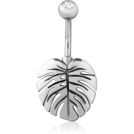 SURGICAL STEEL JEWELLED NAVEL BANANA PIERCING