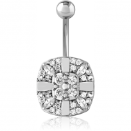 SURGICAL STEEL JEWELLED NAVEL BANANA PIERCING