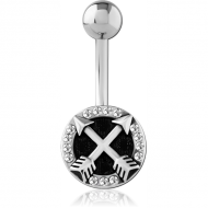 SURGICAL STEEL JEWELLED NAVEL BANANA PIERCING