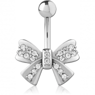 SURGICAL STEEL JEWELLED NAVEL BANANA PIERCING