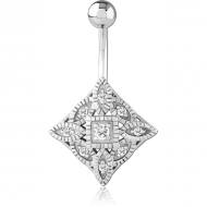 SURGICAL STEEL JEWELLED NAVEL BANANA PIERCING