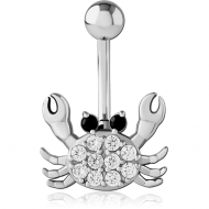 SURGICAL STEEL JEWELLED NAVEL BANANA PIERCING