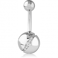 SURGICAL STEEL JEWELLED NAVEL BANANA PIERCING