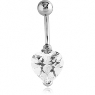 SURGICAL STEEL HEART PRONG SET 10MM CZ JEWELLED NAVEL BANANA PIERCING