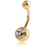 GOLD PVD 18K COATED SURGICAL STEEL OPTIMA CRYSTAL NAVEL BANANA