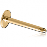 GOLD PVD 18K COATED SURGICAL STEEL LABRET PIN PIERCING