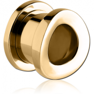 GOLD PVD 18K COATED STAINLESS STEEL THREADED TUNNEL - CONVEX