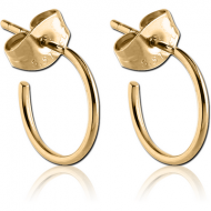 GOLD PVD 18K COATED SURGICAL STEEL EAR STUDS PAIR - HOOP