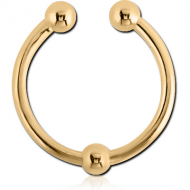 GOLD PVD 18K COATED SURGICAL STEEL FAKE SEPTUM RING - MIDDLE BALL PIERCING