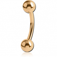 GOLD PVD 18K COATED TITANIUM CURVED MICRO BARBELL PIERCING