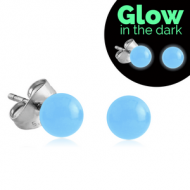 UV ACRYLIC GLOW IN THE DARK BALL EAR STUDS PAIR