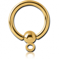 GOLD PVD COATED SURGICAL STEEL BALL CLOSURE RING WITH HOOP