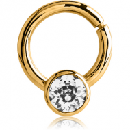 GOLD PVD COATED SURGICAL STEEL JEWELLED BALL CLOSURE RING