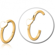 GOLD PVD COATED SURGICAL STEEL HINGED SEGMENT RING WITH ATTACHMENT - HEART PIERCING