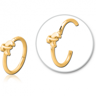 GOLD PVD COATED SURGICAL STEEL HINGED SEPTUM RING - ANNULAR ECLIPSE AND STAR PIERCING