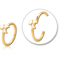 GOLD PVD COATED SURGICAL STEEL HINGED SEPTUM RING - CRESCENT AND STAR PIERCING