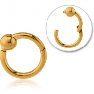 GOLD PVD COATED SURGICAL STEEL HINGED SEGMENT RING WITH BALL PIERCING