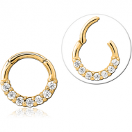 GOLD PVD COATED SURGICAL STEEL JEWELLED HINGED SEPTUM RING