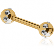 GOLD PVD COATED SURGICAL STEEL JEWELLED SATELLITE BARBELL
