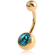 GOLD PVD COATED SURGICAL STEEL OPTIMA CRYSTAL NAVEL BANANA