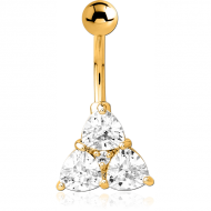 GOLD PVD COATED BRASS JEWELLED NAVEL BANANA PIERCING