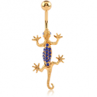GOLD PVD COATED BRASS JEWELLED NAVEL BANANA - SALAMANDER PIERCING